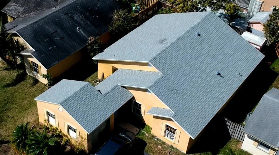 aerial view of finished reroofing service miami gardens fl